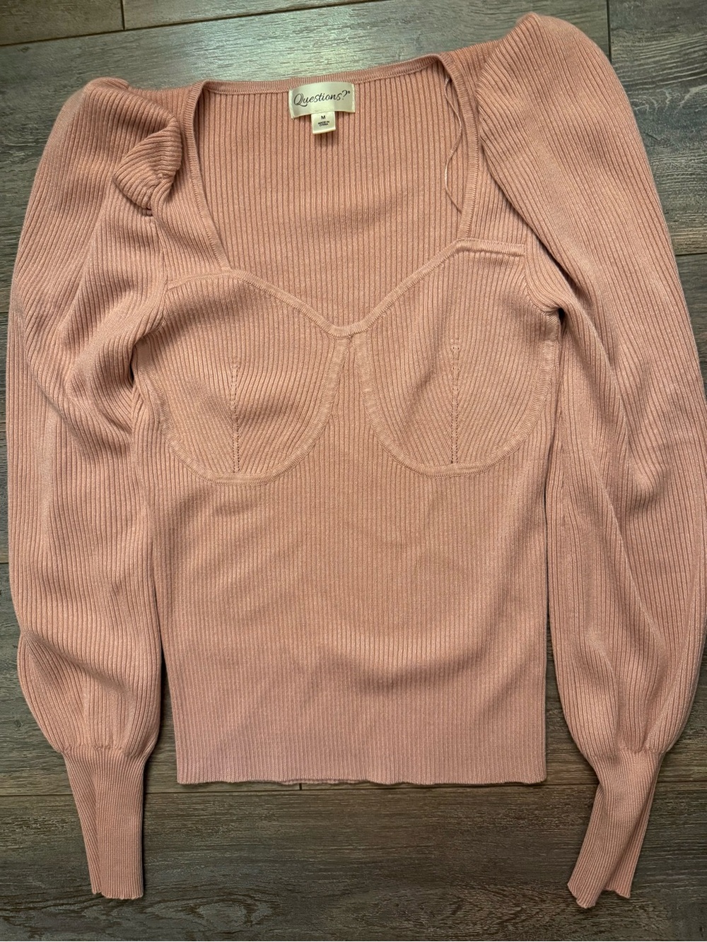 Women's Ribbed Sweetheart Neck Sweater - Dusty Rose